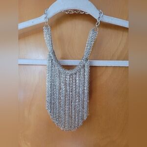 Beautiful Fine Chain Silver Tone Bib Necklace